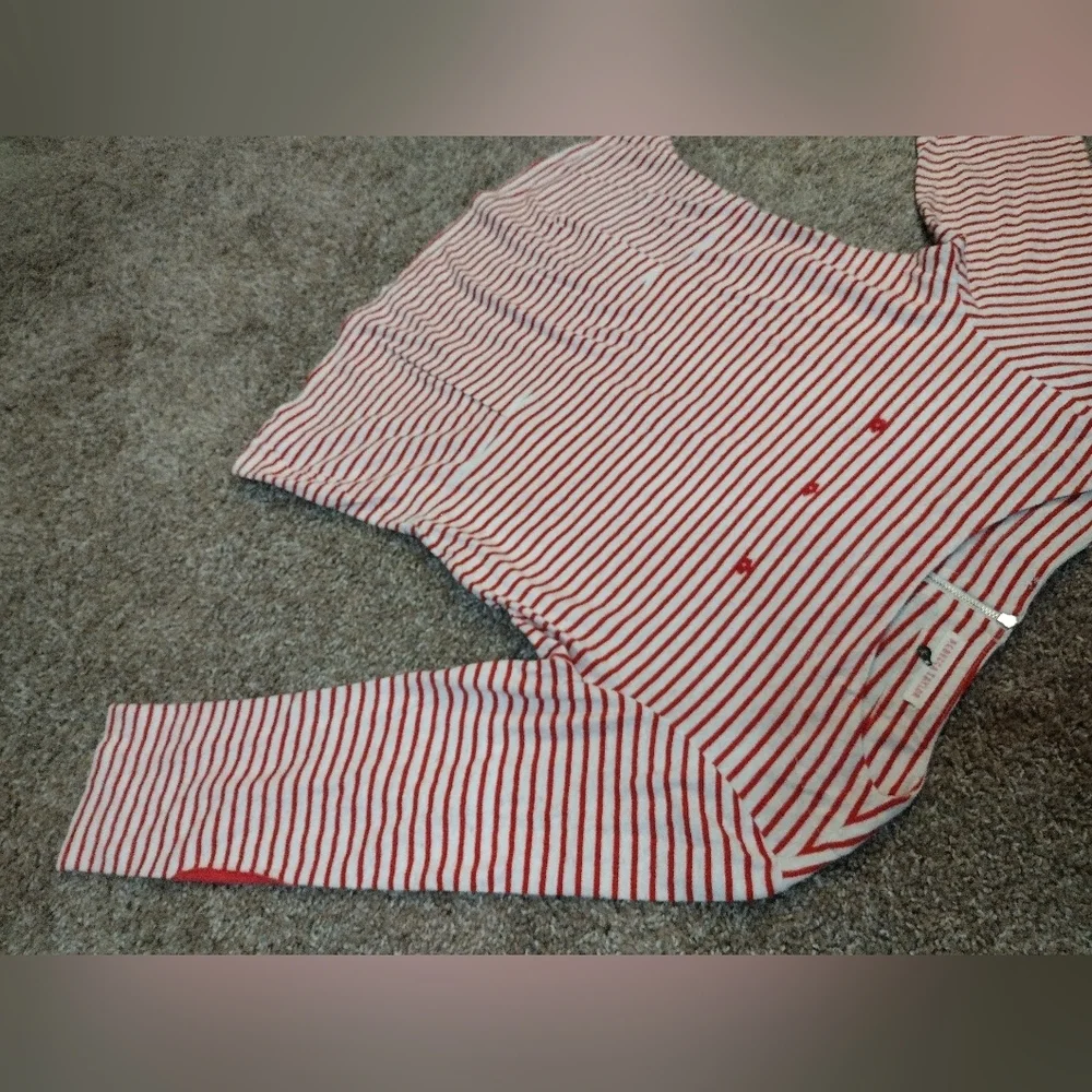 Rebecca Taylor Striped Peplum Blouse With Embroidered Flowers Medium - Picture 3 of 10
